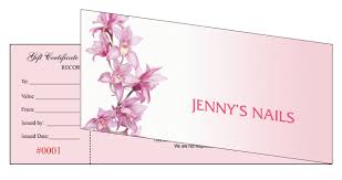gift certificates printing for nail salon
