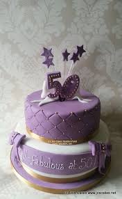 Two Tier Purple White And Gold 50th Birthday Cake 50th Birthday Cake 40th Birthday Cakes 60th Birthday Cakes