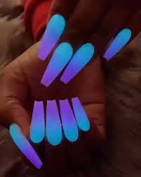 Nail Designs Summer Neon Nails Glitter And Shine Bright In The Dark The Nail Art Desig Glow Nails Neon Acrylic Nails Acrylic Nail Powder