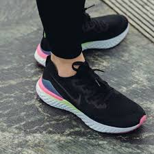 Epic react be true silhouette flyknit upper taped paneling rubberized swoosh tonal flat cotton laces heel pulls with be true branding nike react rubber midsole rubber outsole style: Source By Lidiaxavierconf Epic Flyknit Mens Nike Nikecom React Running Shoe Women Shoes N Running Shoes For Men Black Running Shoes Casual Shoes Women