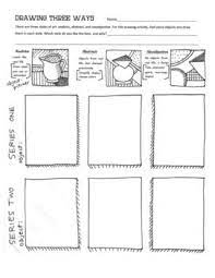 This Printable Worksheet Is A Great Way For Students To Practice Drawing In The Three Styles Real Art Worksheets Abstract Art Lesson Art Lessons Middle School