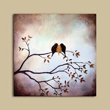 Bird On Tree Branch Valentines Day Love Birds Painting Birds Painting Abstract Painting