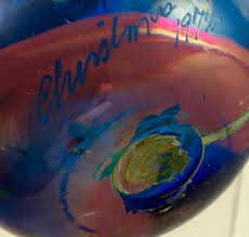 Kent Forrest Ipsen art glass vase, Christmas 1972