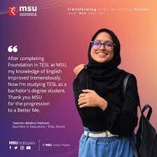 Unisel tesl club (utc), batang berjuntai, selangor, malaysia. Msu Malaysia On Twitter Meet Msurian Yasmin Who Is Making Her Move To The Next Level From Msu Foundation In Tesl Check It Out Bachelor In Education Tesl Https T Co R9axcdv1rb Https T Co Gbiobdh4ex