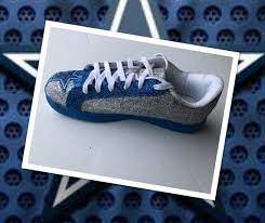 Dallas Cowboys Women S Custom Blue And Silver Glittered Etsy Silver Shoes Dallas Cowboys Women Dallas Cowboys Star