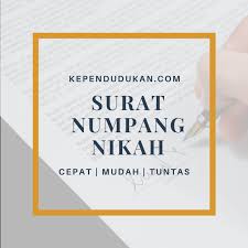 Surat numpang nikah adalah jika akad nikah digelar di area domisili calon pengantin wanita (cpw) maka calon pengantin pria perlu mengurus surat numpang nikah. Biro Jasa Surat Nikah Catatan Sipil Pengantar Numpang Nikah