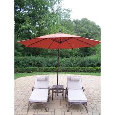 4 Piece Aluminum Outdoor Chaise Lounge Set With Tan Cushions And Burnt Orange Umbrella Patio Chaise Lounge Oakland Living Patio Chaise