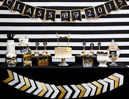 Black And Gold Graduation Decorations Ideas Black And Gold Graduation Party Graduation End Of School Black And Gold Class Of 2015 Graduation Party Catch My Party Gold Graduation Party Graduation Party Graduation Party Decor
