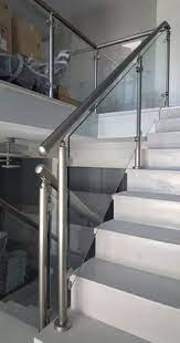 Over easing a tread that is wide at one end and narrow at the other and is used for carrying stairs around curves or angles, as on a spiral. 9 Steel Handrail Ideas Glass Staircase Railing Design Staircase Railing Design