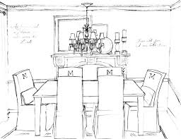 Dining Room Drawing Furniture Design Sketches Black And White Living Room Dining Room Blue