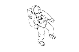 Astronaut Floating In Space Drawing Space Drawings Drawings Retro Illustration