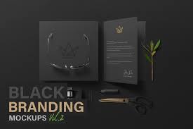 Brochures, magazines, books & banners. Black Branding Mockups Vol 2 In Stationery Mockups On Yellow Images Creative Store
