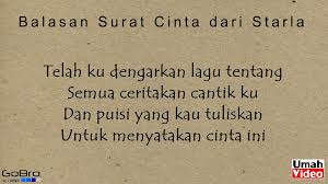 Full album virgoun terbaru surat cinta untuk starla. Lirik Lagu Balasan Surat Cinta Dari Starla Video Dailymotion