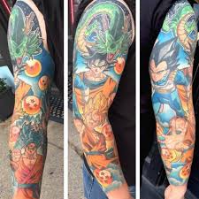 This color scheme also appears. Tattoo Uploaded By Ananth Awesome Dragonball Sleeve Dragonballtattoo Dragonball Dragonballsuper Dragonballz Goku Vegeta Animetattoo Anime Sleeve Colorsleeve Manga 569098 Tattoodo
