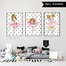3er Set A4 Kinderzimmerbilder Mit Rahmen Ballerina Poster Fur Das Kinderzimmer Furs Babyzimmer Und Kleine Tanzerinnen In 2020 Decor Kids Rugs Home Decor