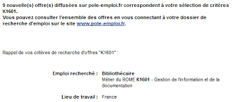 Recherche d'emploi sur le site internet pôle emploi : Infodocbib Net Les Propositions D Emploi De Pole Emploi