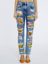 Jeans With Lace Insets Blumarine