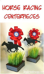 Add the finishing touch to your table with a unique napkin ring featuring horse, fox and dog designs. Diy Horse Racing Centerpieces That Are Light Weight Easily Custo Kentucky Derby Party Invitations Kentucky Derby Decorations Kentucky Derby Party Decorations