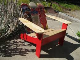 Saw This For Sale Today On Craigslist How Cool Is This Adirondack Chair Made From Upcycled Skateboards Wooden Diy Backyard Fun Repurposed