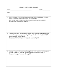 Modul soalan dan jawapan kbat matematik. Latihan Soalan Kbat Tahun 5 Nama Tarikh Kelas Math Worksheets Subtraction Worksheets Math