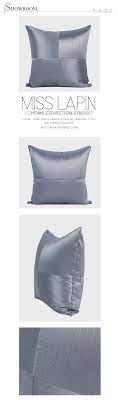 miss lapin北欧极简 样板房沙发床头靠包抱枕 蓝灰色条纹拼接方枕 bed pillows pillows home collections