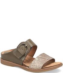 Leather w/embossed floral pattern sofft eurosoft slides. Sofft Braye Leather Snake Print Comfort Footbed Slides Dillard S