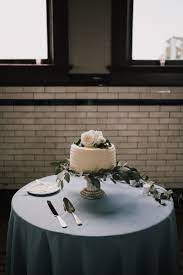Simple Wedding Cake Table With Roses And Eucalyptus Www Alyssabarletter Com Wedding Cake Table Wedding Cake Table Decorations Cake Table Decorations
