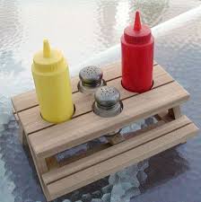 A Miniature Picnic Table For Condiments Small Wood Projects Woodworking Projects Condiment Holder