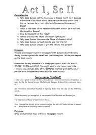 Macbeth Act 1 Scene 2 Newspaper Task Worksheet Teaching Resources Macbeth Lessons Shakespeare Lessons Macbeth