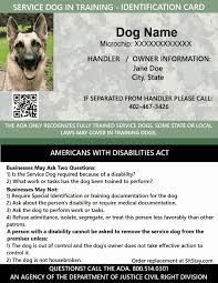 Service Dog Id Card Template Free Download Awesome Id Card Service Dog In Training Service Dogs Id Card Template Dog Identification