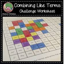 Students Will Combine The Like Terms And Then Evaluate The Resulting Expression The Picture Shown Above Is Combining Like Terms Like Terms Free Math Activity
