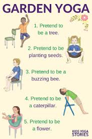 Discover how our yoga stories combine easy yoga poses for kids with reading adventures that will help growing bodies and minds. 5 Garden Yoga Poses For Kids Using A Chair Kids Yoga Poses Yoga Lessons Yoga For Kids