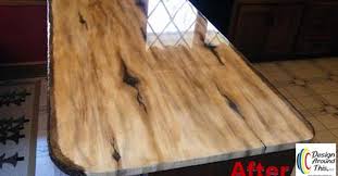 The faux live edge detailing replicates wood's natural contours. The Ackermans Slab Wood Countertops Made From Granicrete Hometalk