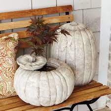 Celebrate fall by introducing our weathered stone pumpkins to your decor arrangements, and bring a rustic sensibility to your home. Outdoor Stone Pumpkins Fall Outdoor Decor Stone Pumpkins Pumpkin Fall Decor