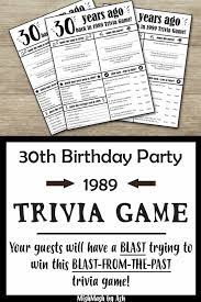 1989 trivia quiz questions with answers. 30th Birthday Party Games 30th Birthday Party Games 30th Birthday Parties 30th Birthday Games