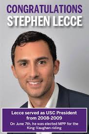 We'd like to congratulate Stephen Lecce, former USC President, for being  elected MPP in the King Vaughan riding!