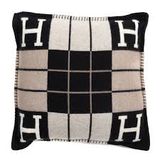 Choose your favorite hermes throw pillow from thousands of amazing designs. Hermes Wool Cashmere Avalon Iii Pillow Pm Ecru Black 713347 Fashionphile