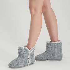 Put your best foot forward in fashion's most sought after footwear styles. H H Women S Cable Knit Slipper Boots Grey Dark The Warehouse