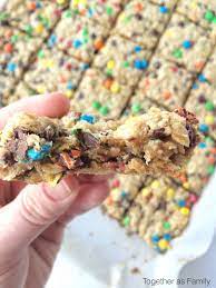 No Flour Monster Cookie Bars Recipe Monster Cookie Bars Food Delicious Desserts