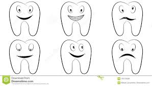 Set Of Cartoon Teeth The Molars With The Emotions On The