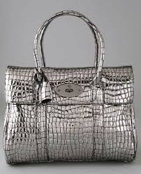 Mulberry Metallic Croc Print Bayswater Mulberry Purse Bags Metallic Bag