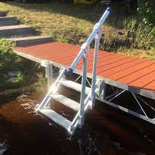 Aluminum dock stairs with railing. Dock Stairs Steps For Your Boat Dock At Jackdocks Com