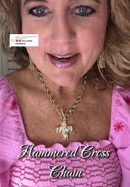 Stylish Hammered Cross & Chunky Gold Chain Necklace