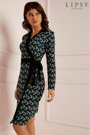Womens Lipsy Petite Geometric Wrap Midi Dress Black In 2020 Printed Wrap Dresses Womens Midi Dresses Wrap Dress
