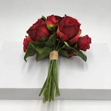 Watercolor vector autumn arrangement with roses and leaves isolated on white background. Dark Red Bouquet Artificial Silk Rose Flower Bundle Maroon Wedding Flo Vanrina
