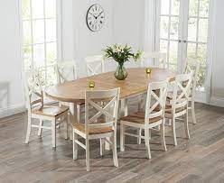 Solid oak dining table and 6 x cream leather chairs for sale. Chelsea Oak Cream Extending Dining Table With Cavendish Chairs Extendable Dining Table Oak Dining Furniture Oak Dining Chairs