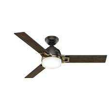 Hunter Leoni 48 In Noble Bronze And Modern Brass Downrod Or Close Mount Indoor Ceiling Fan With Light Kit And Remote 3 Blade With Images Brass Ceiling Fan Ceiling Fan