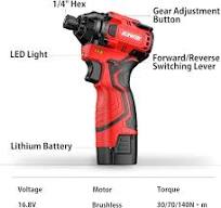 Cordless Impact Driver Kit 16.8V Max Torque 140Nm（105ft-lbs ...