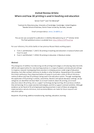 Teach for malaysia is a good programmed because it gives many benefits to the students which faced some problems in their life to continue. Pdf Invited Review Article Where And How 3d Printing Is Used In Teaching And Education