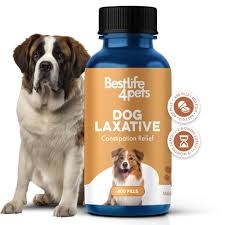Liquid bottle of pet constipation relief supplement